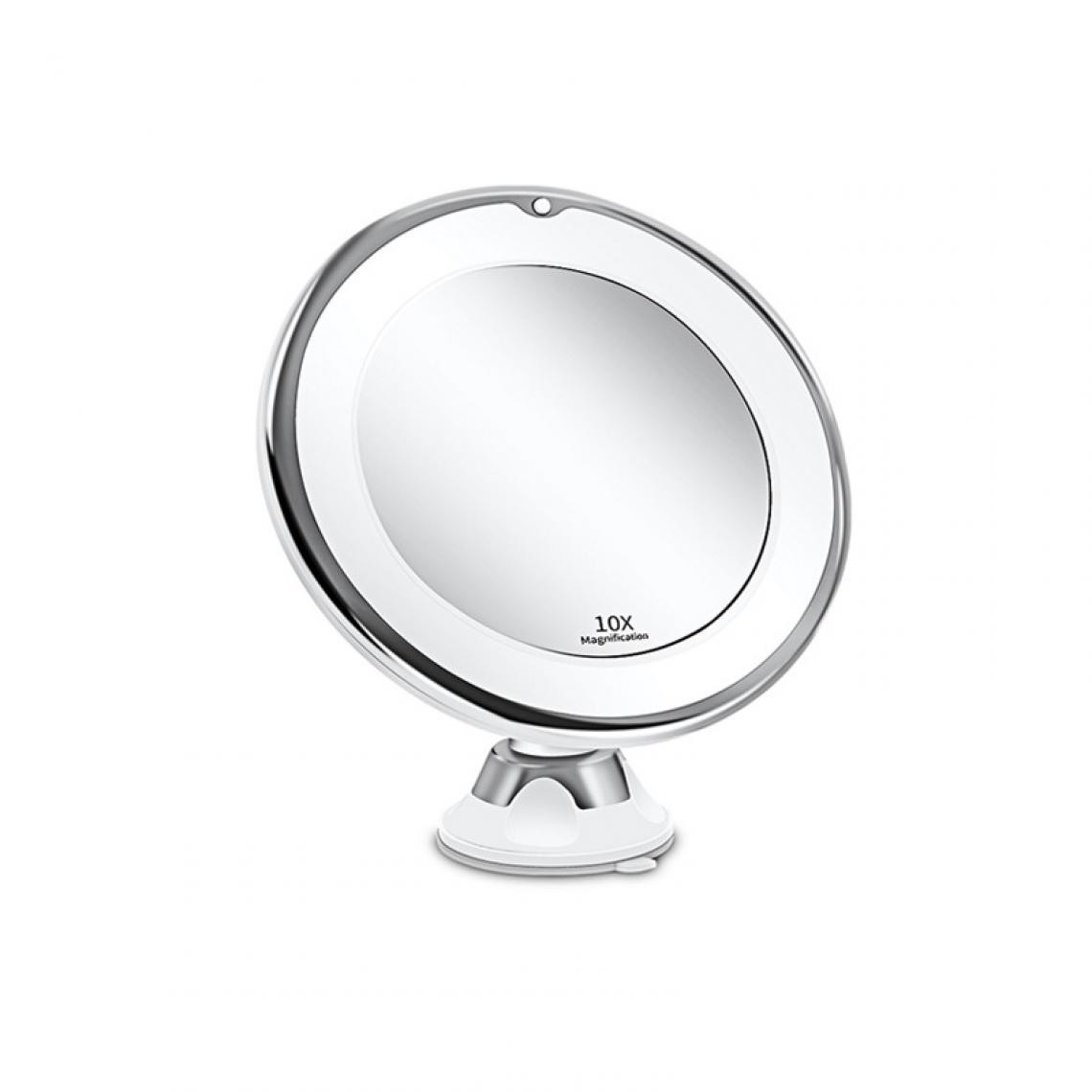 Universal - Miroir de salle de bain 10x commode de maquillage avec une lumière LED dans la salle de bains, main dans la main pour agrandir le maquillage miroir(Argent) - Miroir de salle de bain
