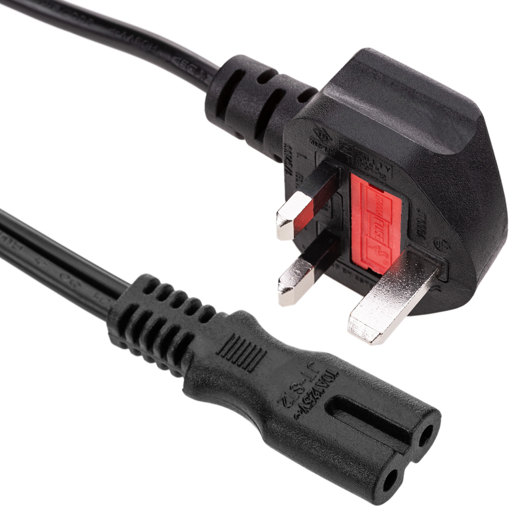 Bematik - Fil électrique norme britannique BS 1363-1-IEC-60320-C7 1,8 m noir - Fils et câbles électriques