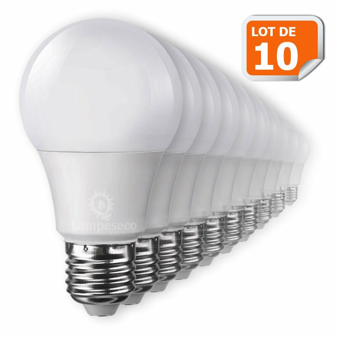 Lampesecoenergie - Lot de 10 Ampoules LED V-TAC Culot E27 7W (éq. 45W) 470lm angle 200° lumière blanc neutre - Ampoules LED