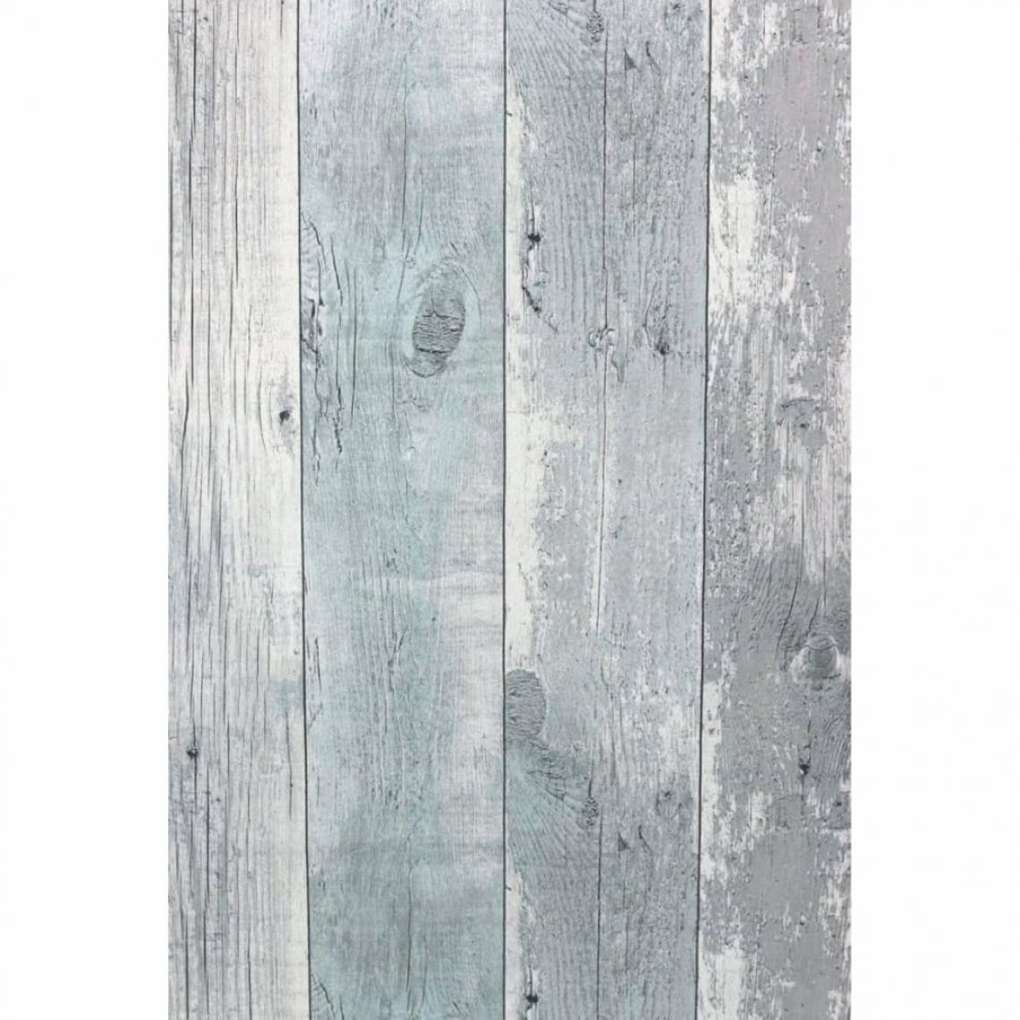 TOPCHIC - Topchic Papier peint Wooden Planks Gris et bleu - Papier peint