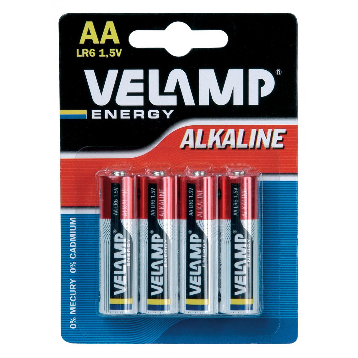 Velamp - Pile alcaline, LR6 AA, 1,5 V - blister de 4 - Piles standard
