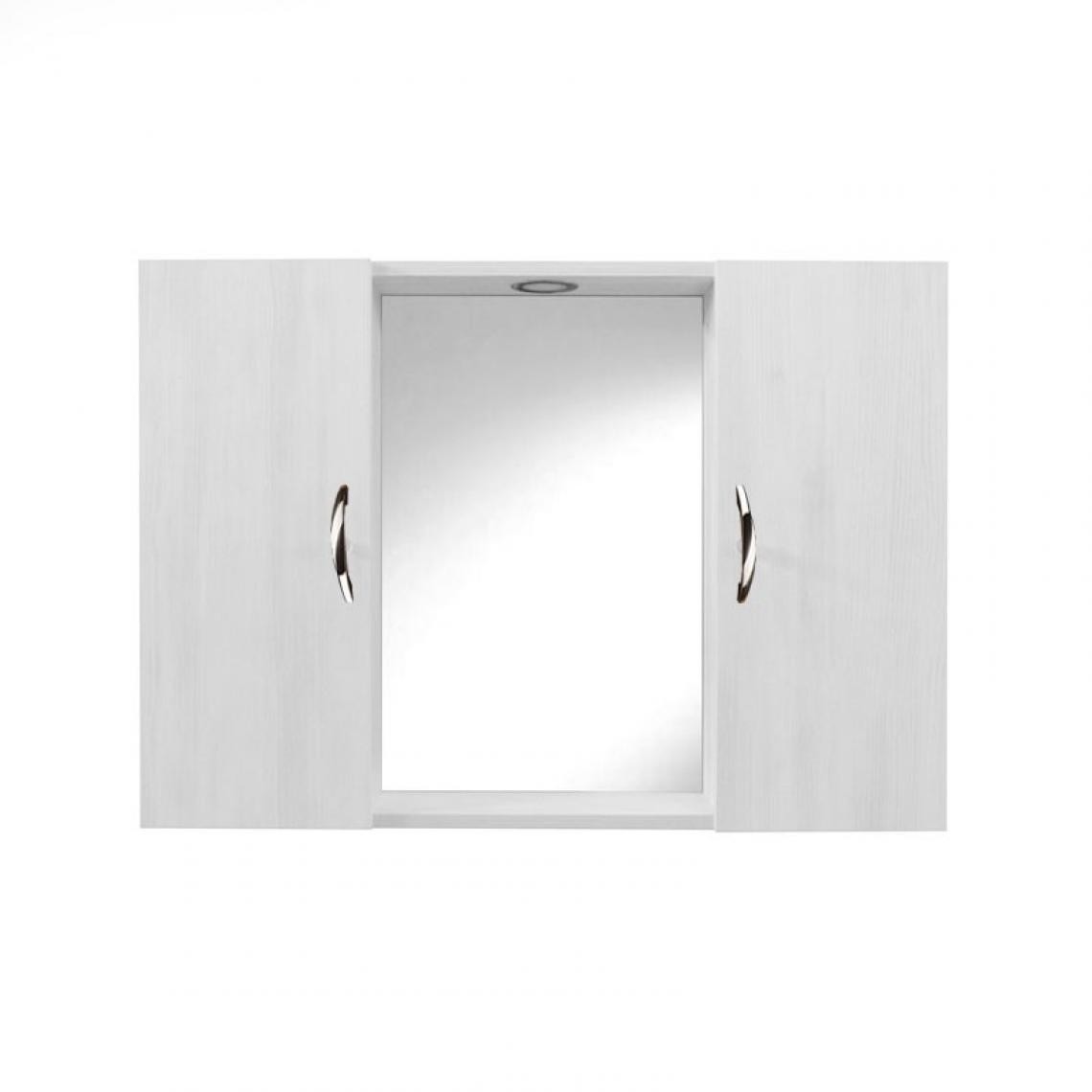 Webmarketpoint - Meuble miroir salle de bain en mélèze blanc 2 portes h.61x80x14 cm - Miroir de salle de bain
