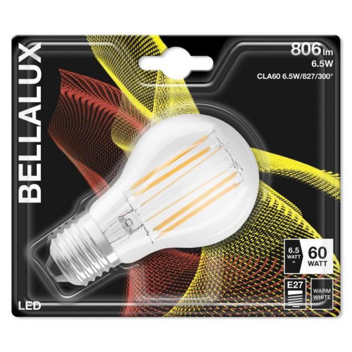 Icaverne - AMPOULE - AMPOULE LED - AMPOULE HALOGENE BELLALUX Lot de 6 Ampoules LED Standard clair fil 6,5W=60 E27 chaud - Ampoules LED