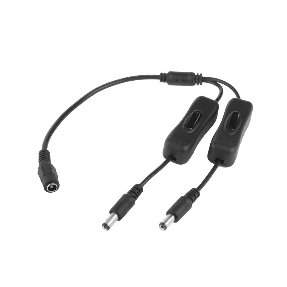 Wewoo - Pour bande de LED, longueur: noir 30 cm 5,5 x 2,1 mm femelle à 2x mâle câble d'alimentation CC avec interrupteur - Fiches électriques