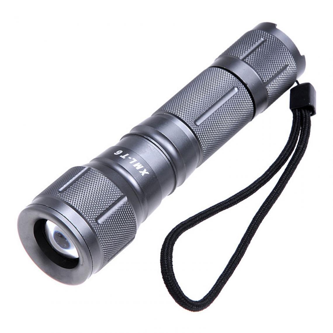 Wewoo - Lampe de poche torche gris de KX-F652 CREE XM-L T6 800LM à zoom blanc, 5 modes - Lampes portatives sans fil