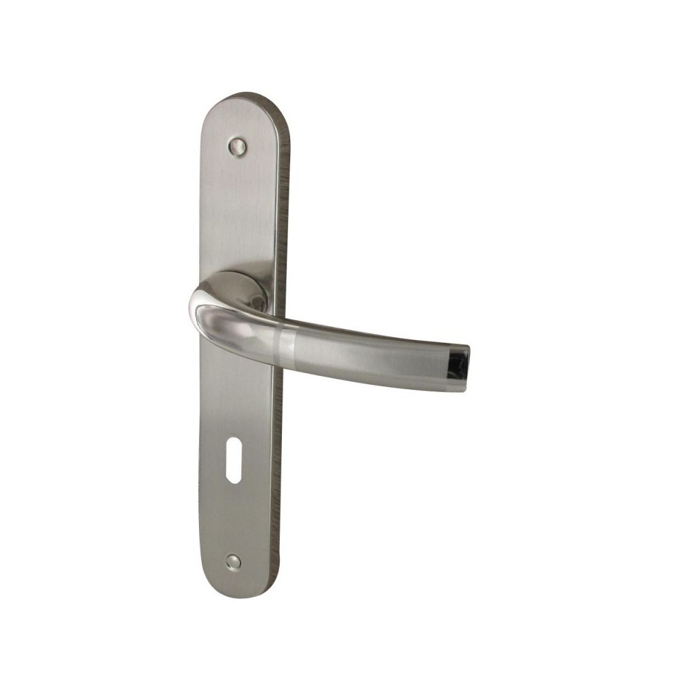 Secury-T - Poignée KREATIVA S/plaque trou clé L 240X40 mm chromé & satiné rapp beq ressorts - Poignée de porte