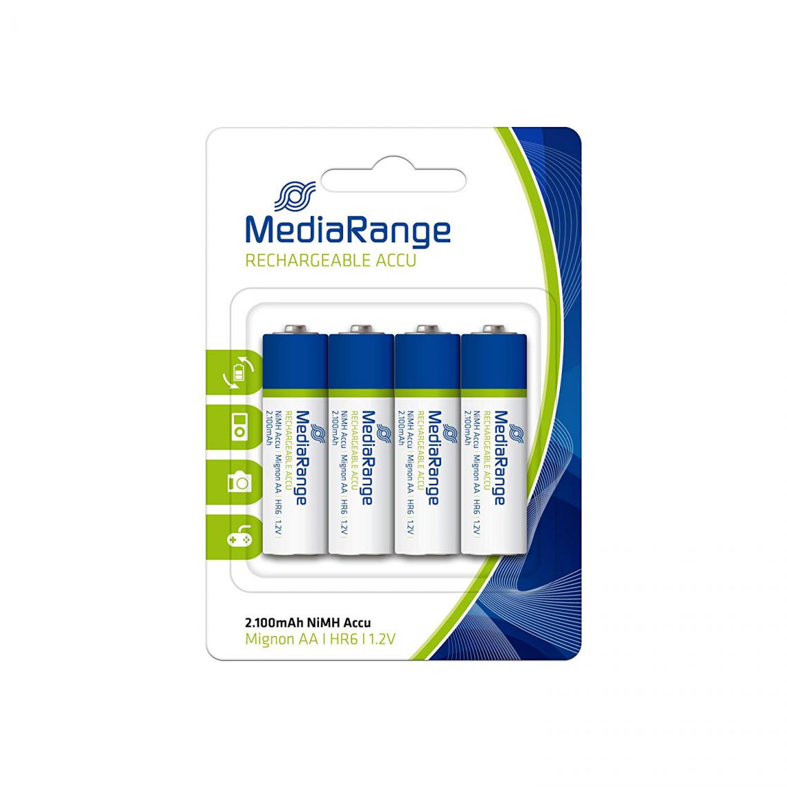 Mediarange - Pack de 4 piles rechargeable Mediarange NiMH Micro AAA HR06 1.2V - Piles spécifiques