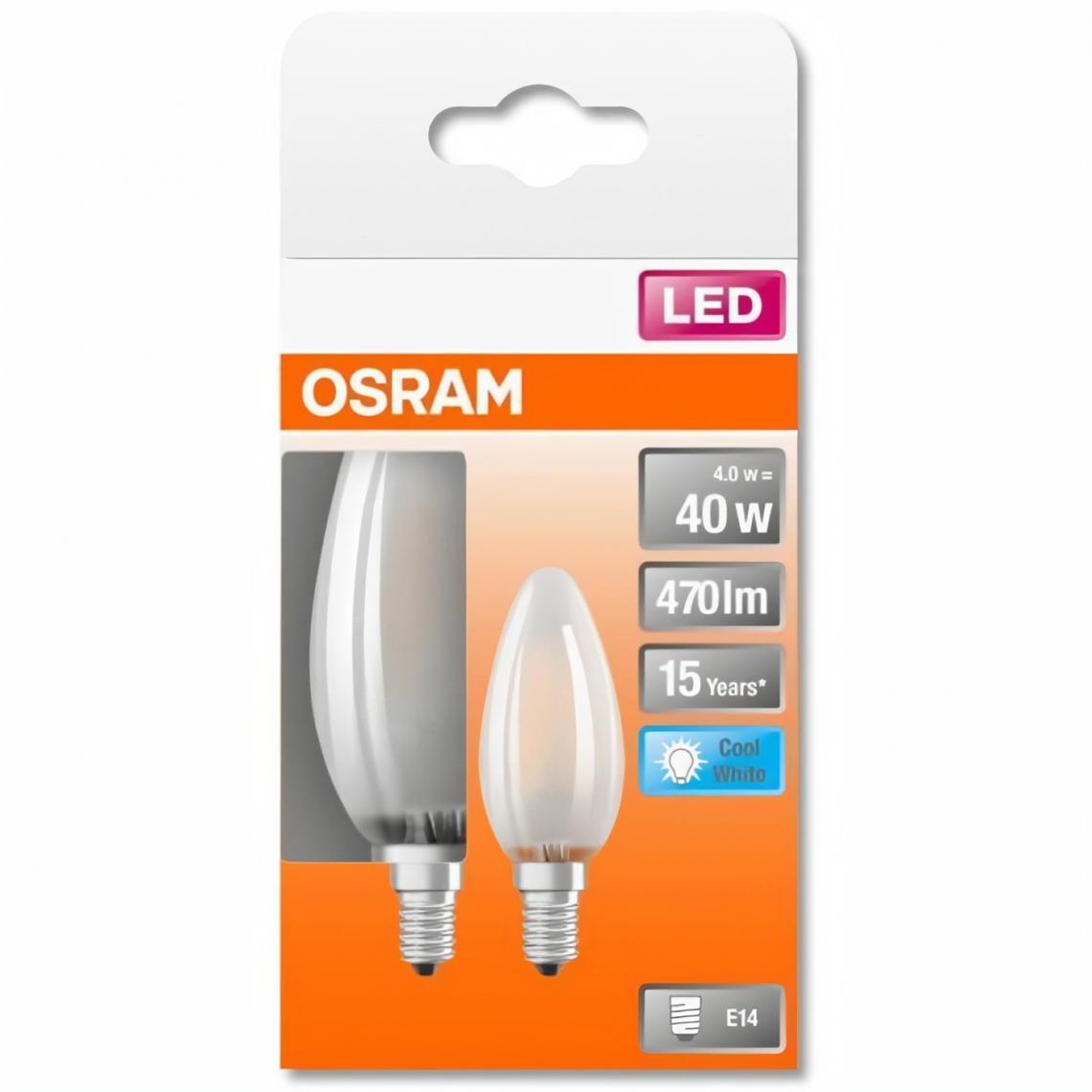 Osram - OSRAM BTE2 Ampoule LED Flamme verre dépoli 4W=40 E14 froid - Ampoules LED