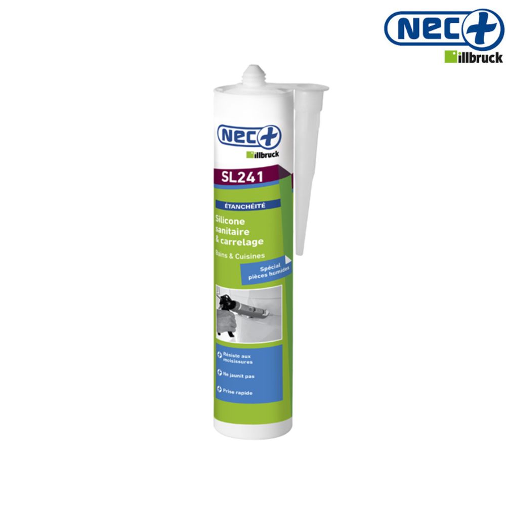 Nec + - Mastic Silicone sanitaire SL241 NEC+ transparent 310ml - Colle & adhésif