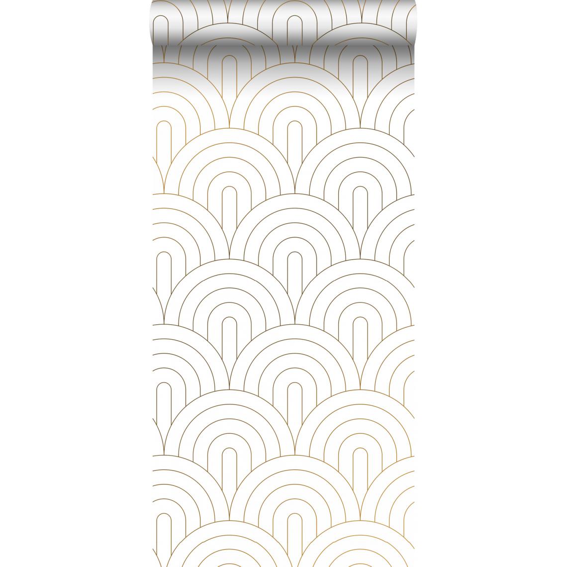 ESTAhome - ESTAhome papier peint art déco blanc et or - 139215 - 0.53 x 10.05 m - Papier peint