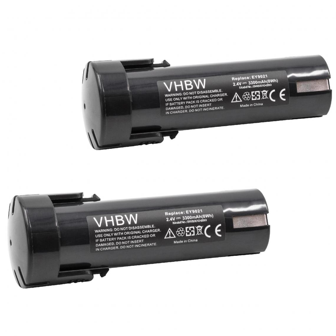 Vhbw - vhbw 2x Batteries compatible avec National 6538-1, 6539-6, 6540-1, 6545-6, 6546-6, 6547-1 outil électrique (3300 mAh, NiMH, 2,4 V) - Accessoires vissage, perçage