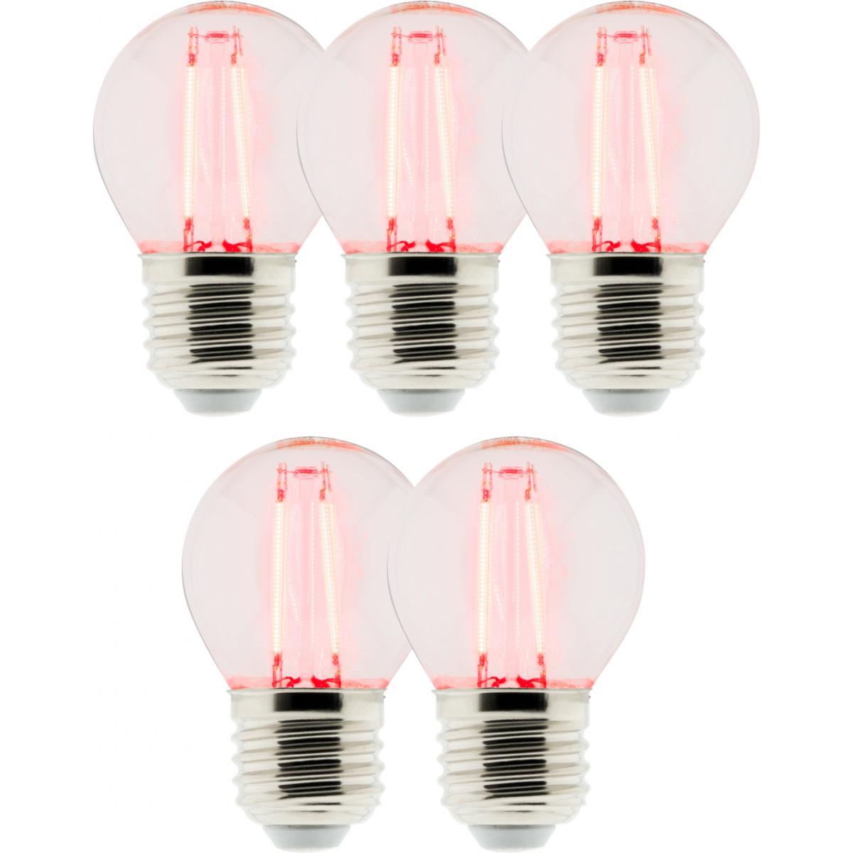 Elexity - Lot de 5 Ampoules LED Déco filament rouge 3W E27 Sphérique - Ampoules LED