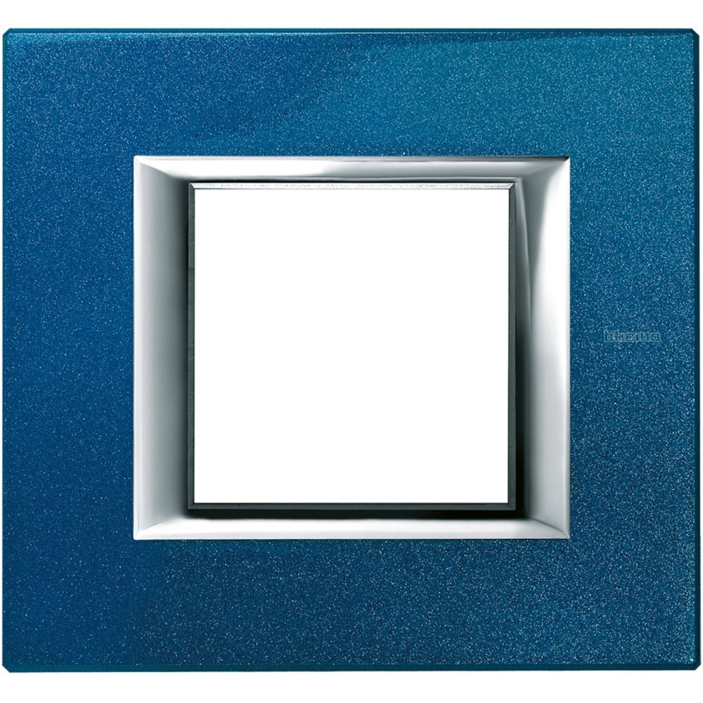 Bticino - plaque rectangulaire - bticino axolute - 2 modules - aluminium laqué bleu - Interrupteurs et prises en saillie