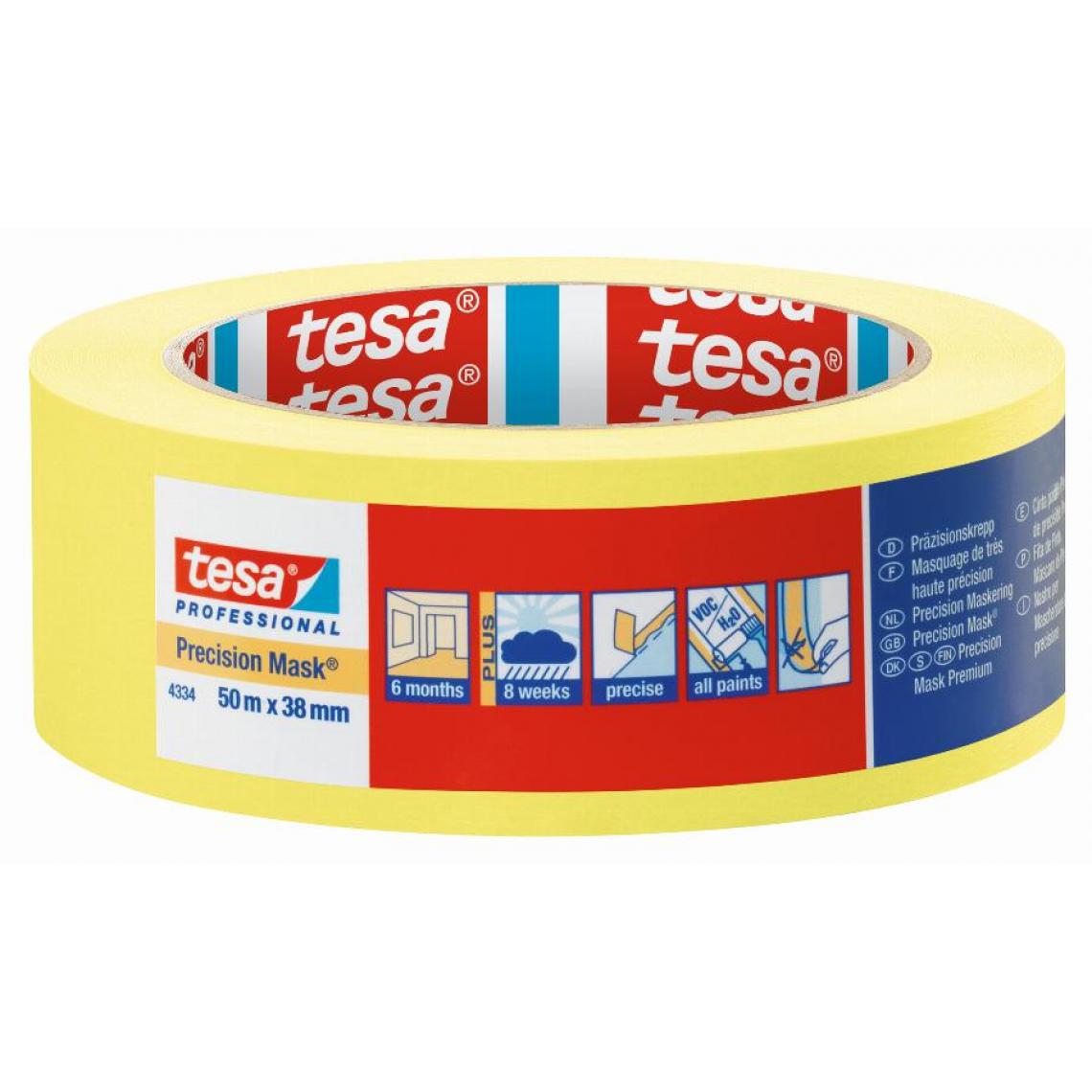 Tesa - Ruban jaune 50m x 25mm masquage de précision toutes surfaces TESA - 04334-00001-00 - Colle & adhésif