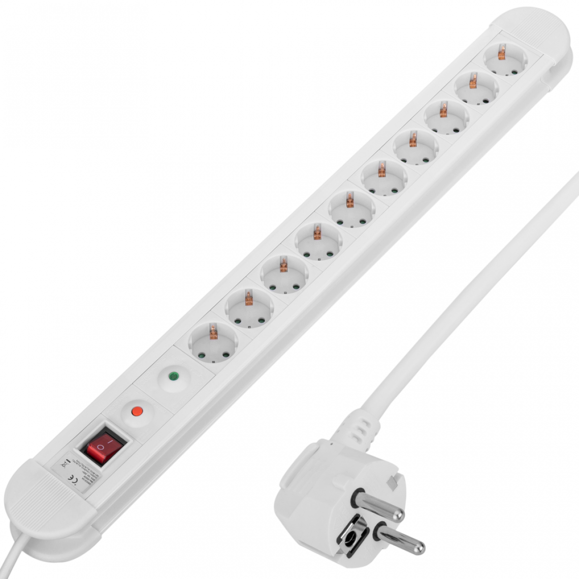 Bematik - Multiprise 10 prises avec interrupteur et parafoudre blanc (1.5m câble) - Blocs multiprises