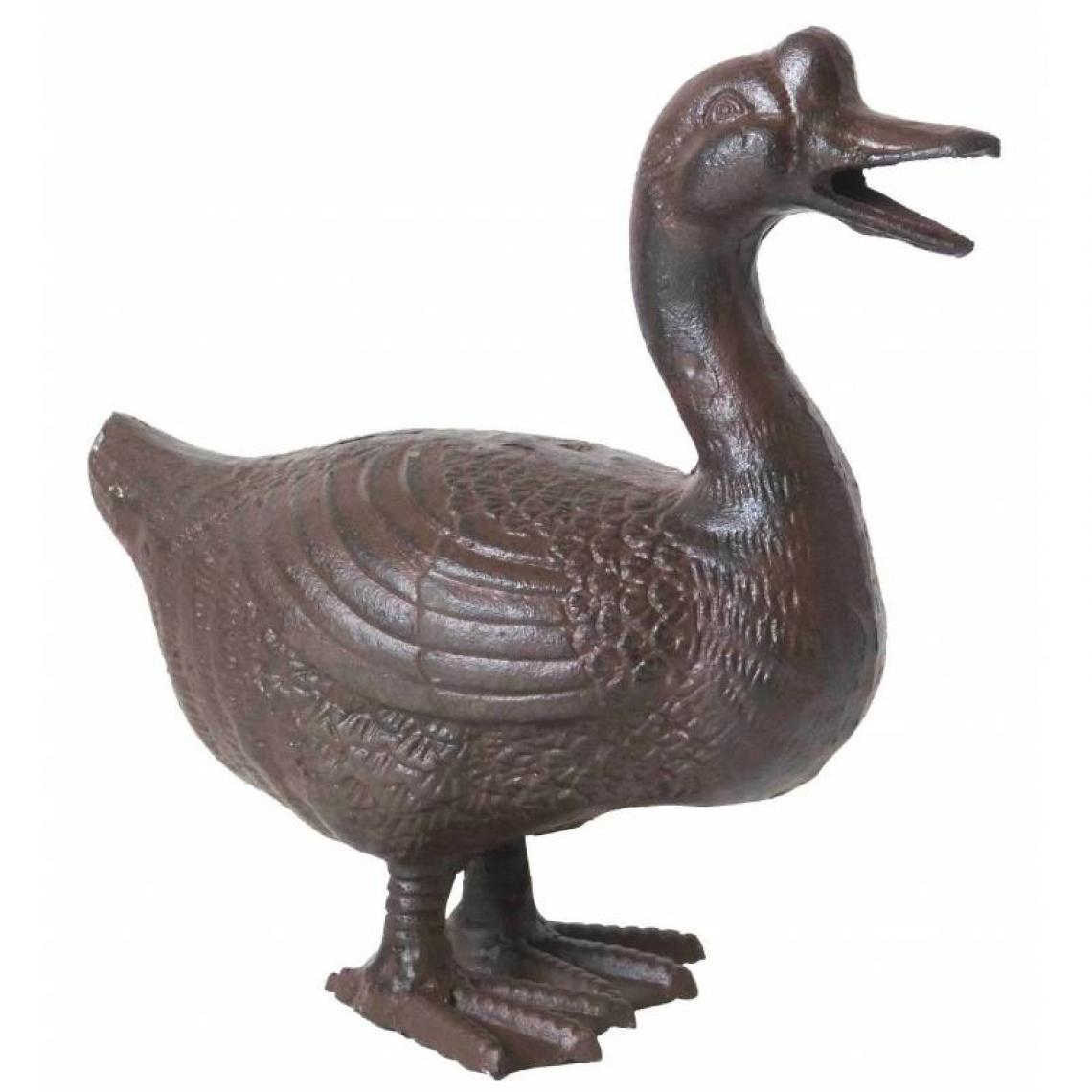 L'Héritier Du Temps - Cane ou Canard Statuette Oiseau Volatile en Fonte Marron 14x24x27cm - Petite déco d'exterieur