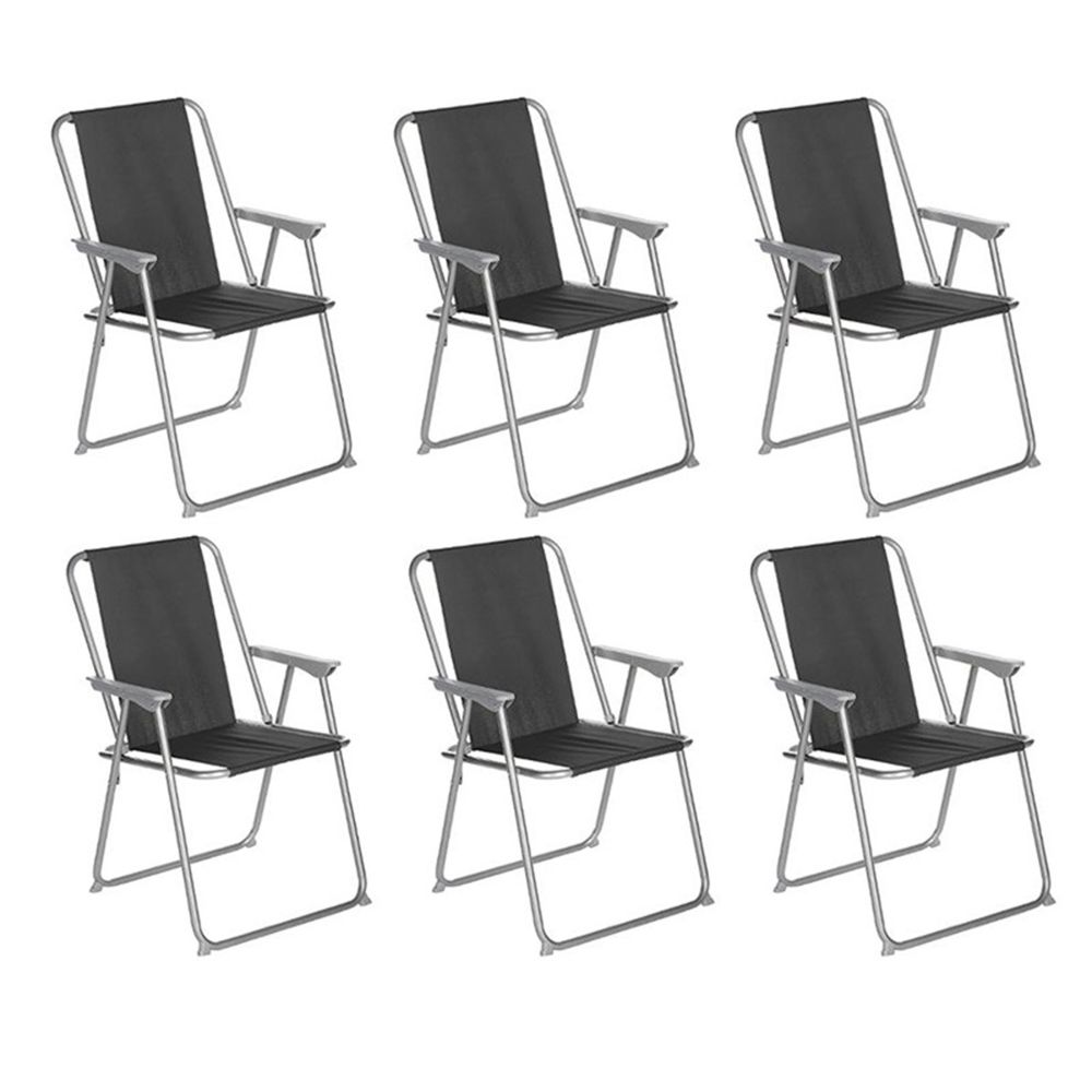 Pegane - Lot de 6 chaises de camping pliantes coloris noir - L. 74.5 x l. 53 x H. 7cm -PEGANE- - Chaises de jardin