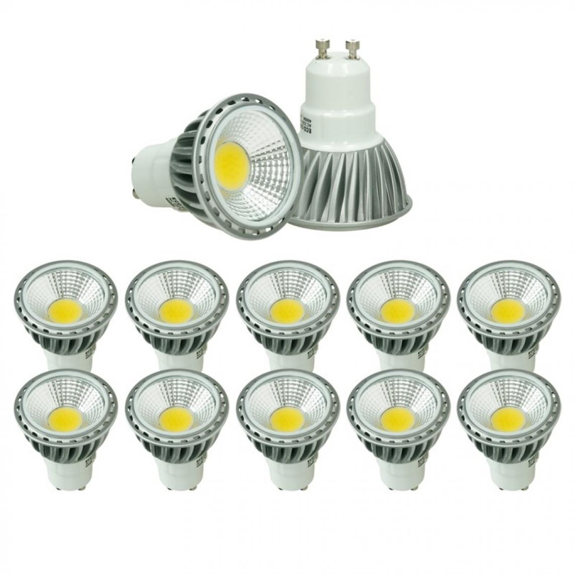 Ecd Germany - ECD Germany 10x Lot GU10 LED COB 6W Lumière Spot Ampoules à économie d'énergie de Haute Puissance remplacé 40W ca. 321 Lumen Lampe Halogène Blanc Neutre 4000K - Ampoules LED