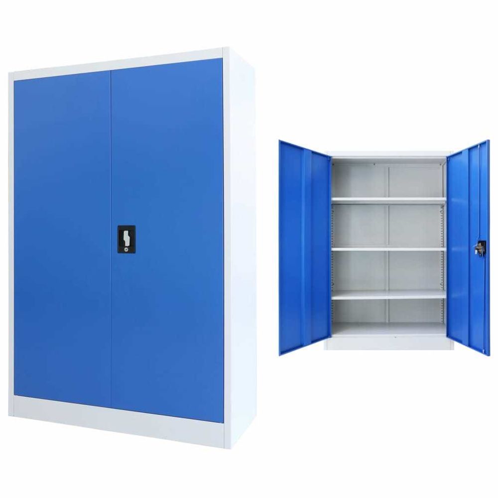 Vidaxl - Armoire de bureau Métal 90 x 40 x 140 cm Gris et bleu - Armoires et meubles de rangement - Casiers et armoires de rangement | Bleu | Bleu - Armoires