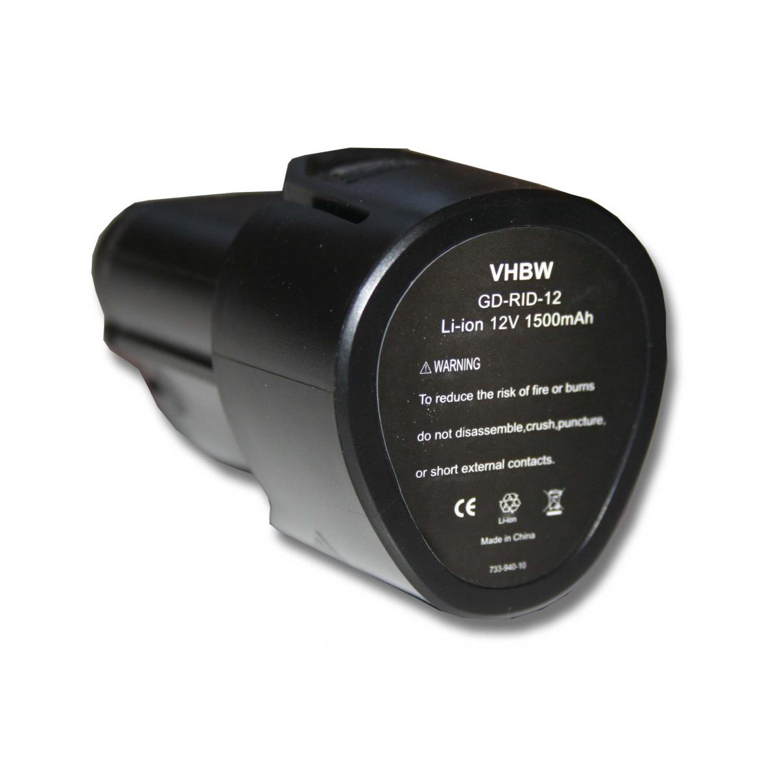 Vhbw - vhbw 1x Batterie remplacement pour Ridgid 200901009, 200901019, R86048 pour outil électrique (1500 mAh, Li-ion, 12 V) - Accessoires vissage, perçage