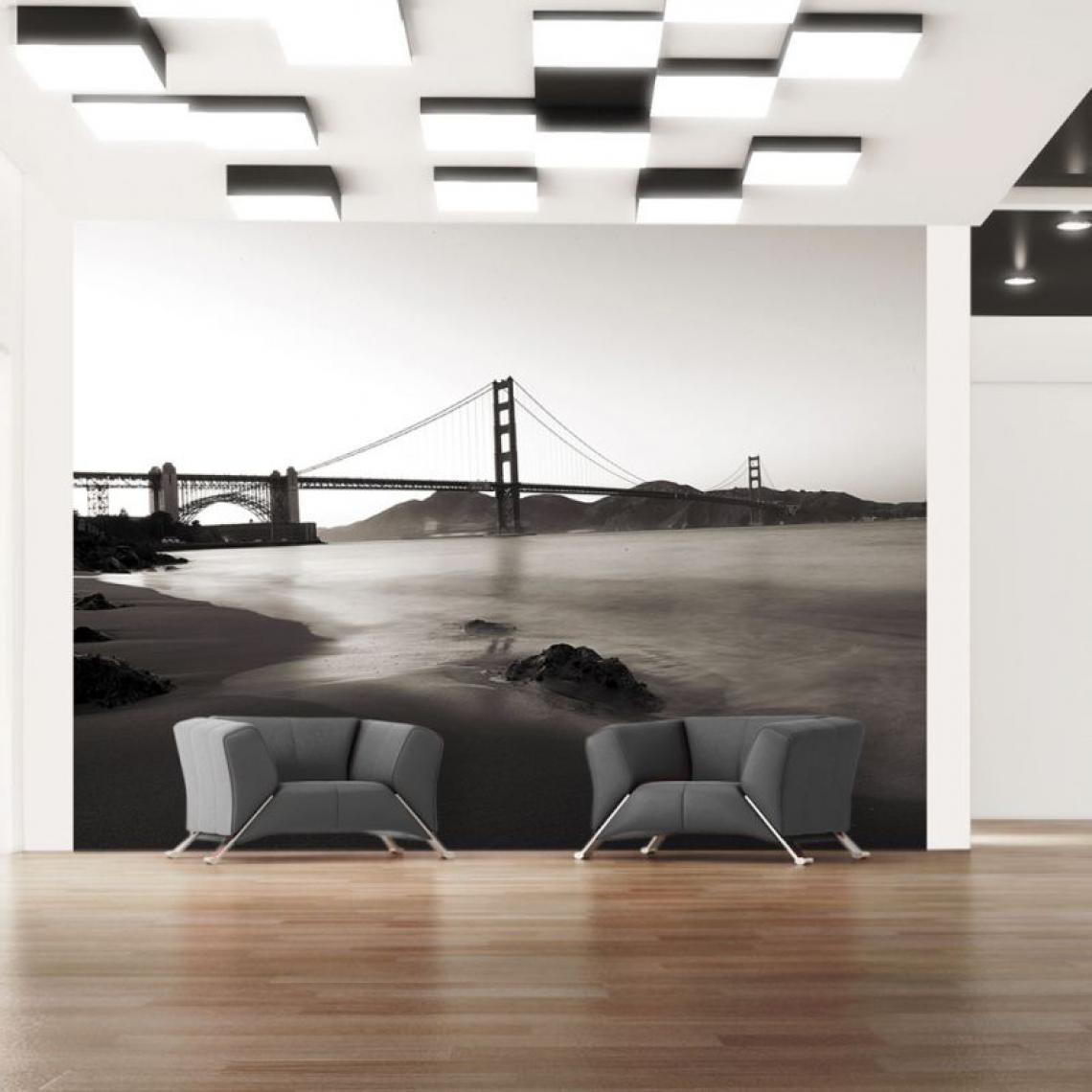 Artgeist - Papier peint - San Francisco : Golden Gate en noir et blanc .Taille : 350x270 - Papier peint