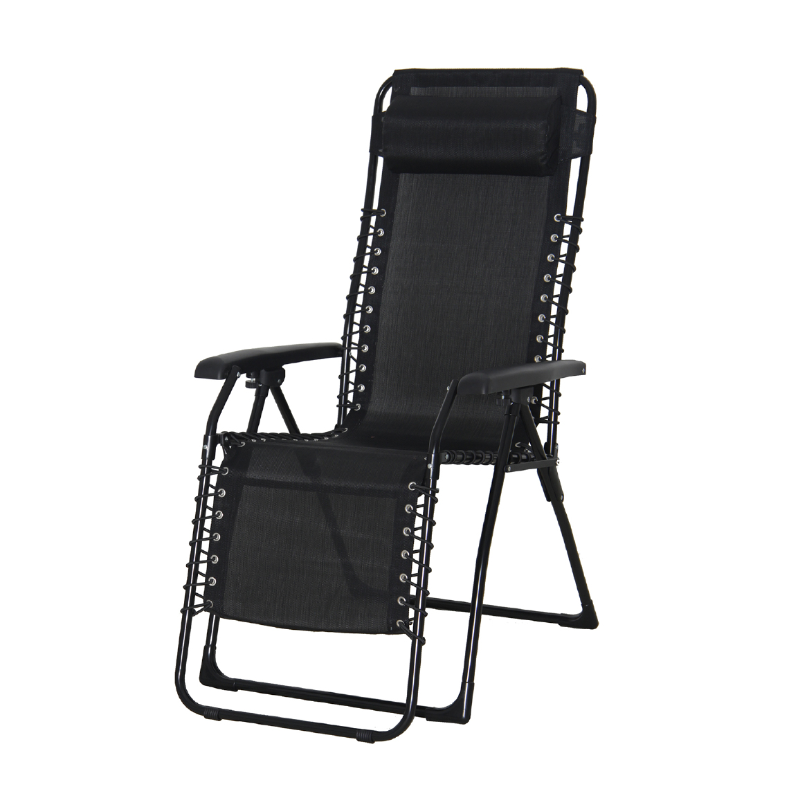 Chillvert - Chaise Longue Inclinable de Jardin Relax Chillvert Catania Acier 65,5x91x116 cm Noir avec Coussin - Transats, chaises longues