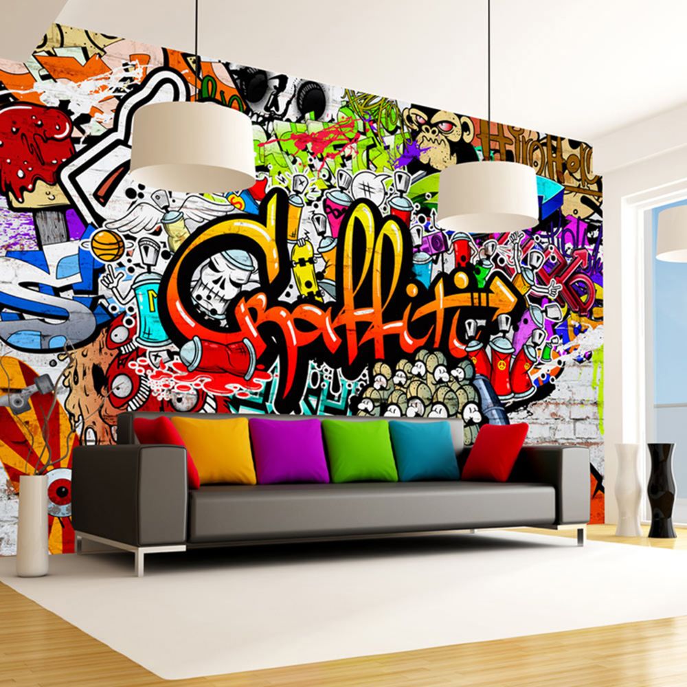 Pegane - Papier peint Colorful Graffiti - 150 x 105 cm -PEGANE- - Papier peint