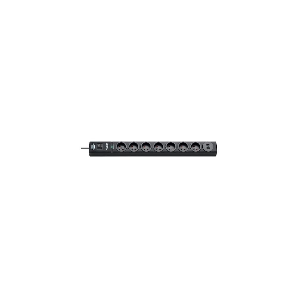 Brennenstuhl - Brennenstuhl Multiprise hugo! Noire - 7 prises + 2 prises USB - avec parafoudre et 2m de câble (19.500A) - Blocs multiprises