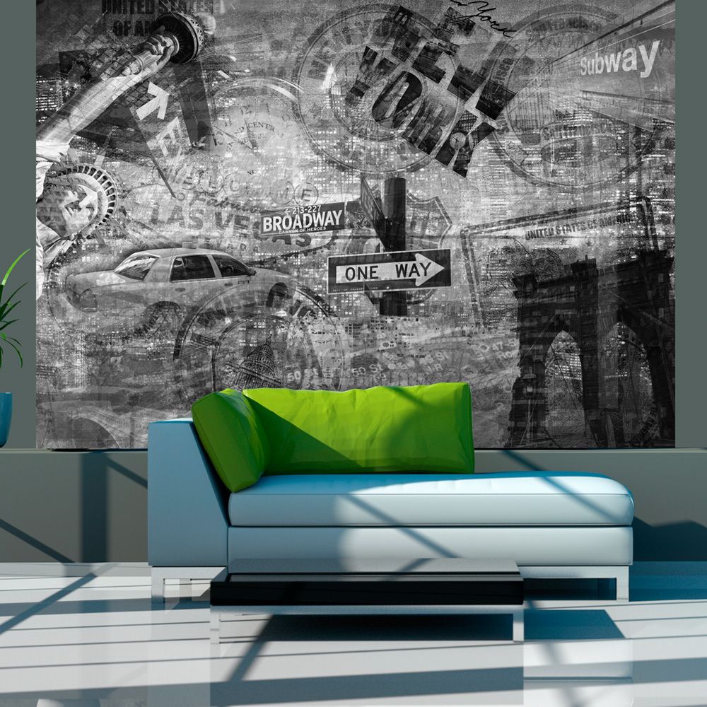 Bimago - Papier peint | New York, noir et blanc, collage | 200x154 | Ville et Architecture | New York | - Papier peint