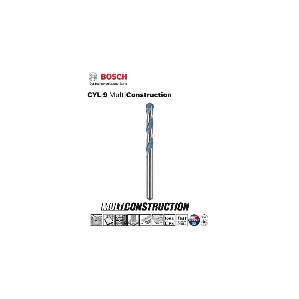 Bosch - Foret à béton à queue cylindrique polyvalent Multi Construction Ø8mm longueur 120mm CYL-9 BOSCH 2608596055 - Accessoires vissage, perçage