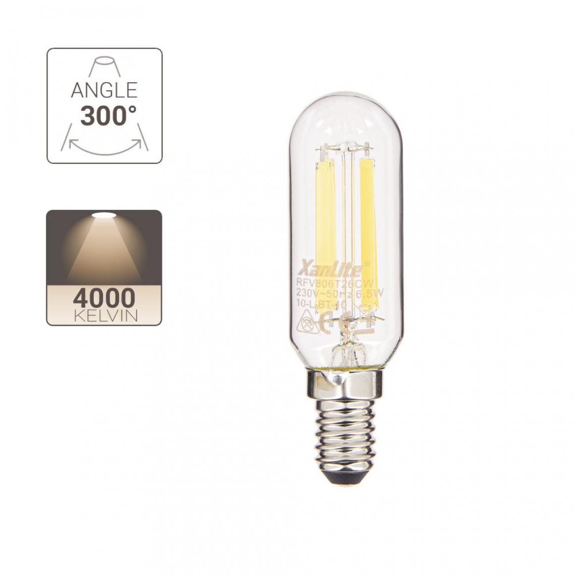 Xanlite - Ampoule à filament LED T26, culot E14, conso. 6,5W, Blanc neutre, Spécial hote - Ampoules LED