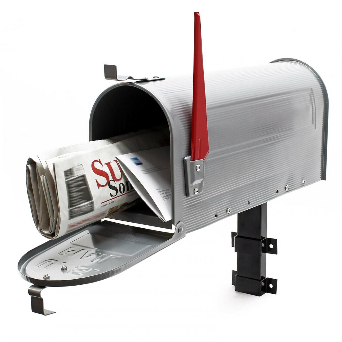 Helloshop26 - Us mailbox boite aux lettres design américain argent-gris montage au mur poste 16_0000331 - Boîte aux lettres