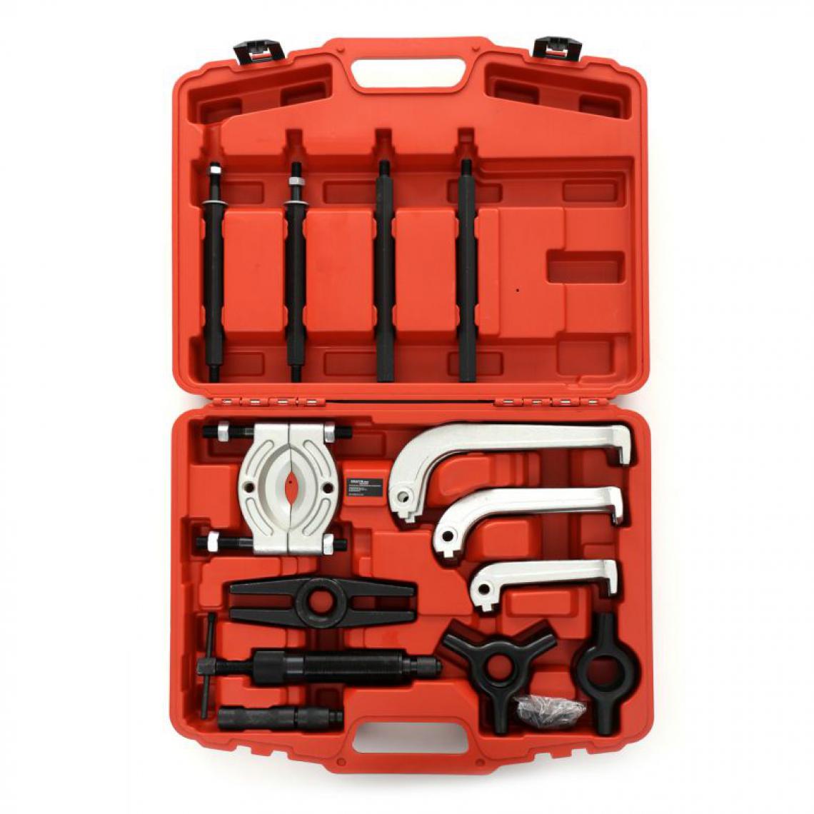Hucoco - DCRAFT - Kit d'extracteurs de roulement - 21 outils - Pour extraire les roulements - Rouge - Boulonneuse
