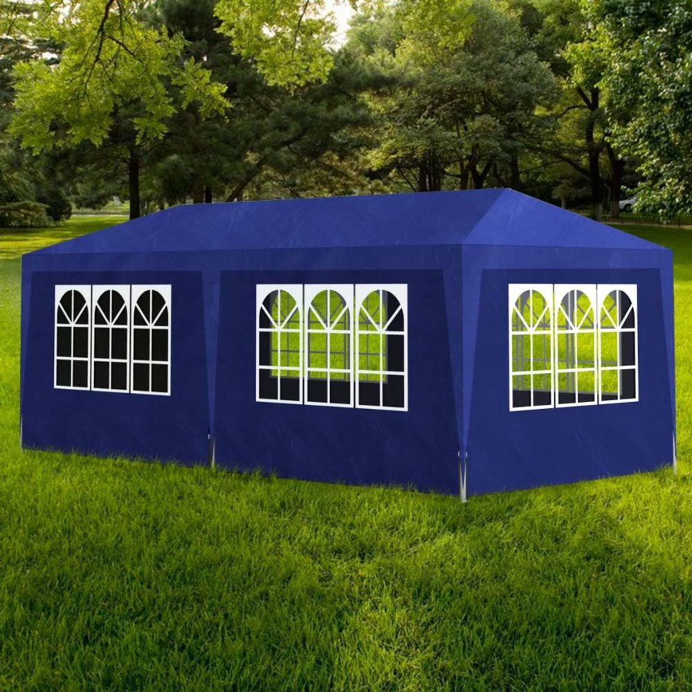 Vidaxl - Tonnelle de jardin Tente de réception Chapiteau Bleu 3x6m | Bleu - Marquise, auvent