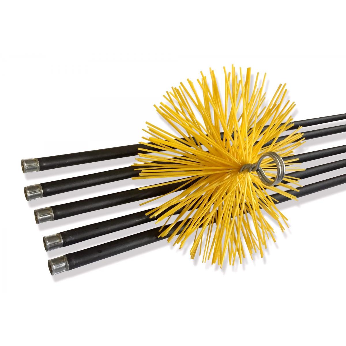 Kibros - Kit de ramonage conduits gainés | Brosse hérisson synthétique | Diamètre 180 mm - Accessoires de radiateur électrique
