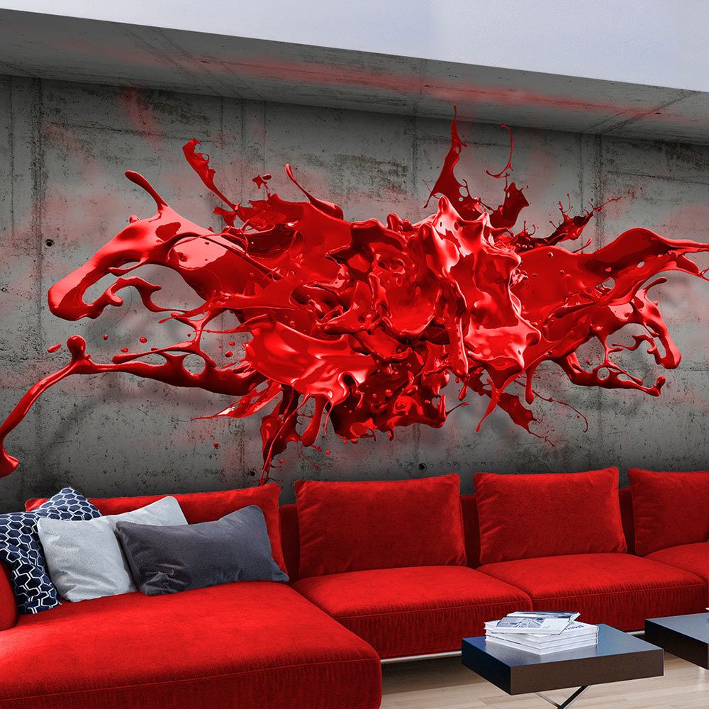 marque generique - 150x105 Papier peint Moderne Abstractions Inedit Red Ink Blot - Papier peint