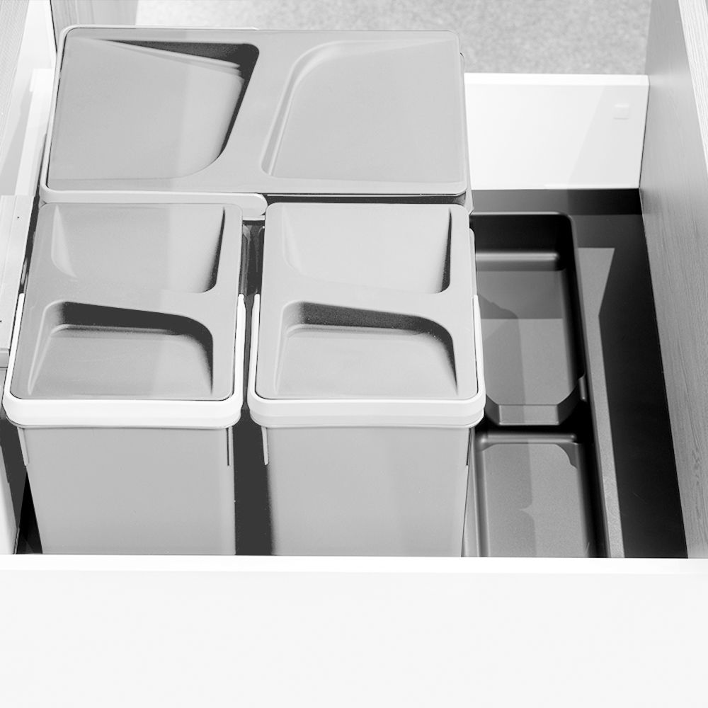 marque generique - Emuca Base pour poubelles pour tiroir de cuisine, module 900mm, Gris antracite - Glissière, coulisse de tiroir