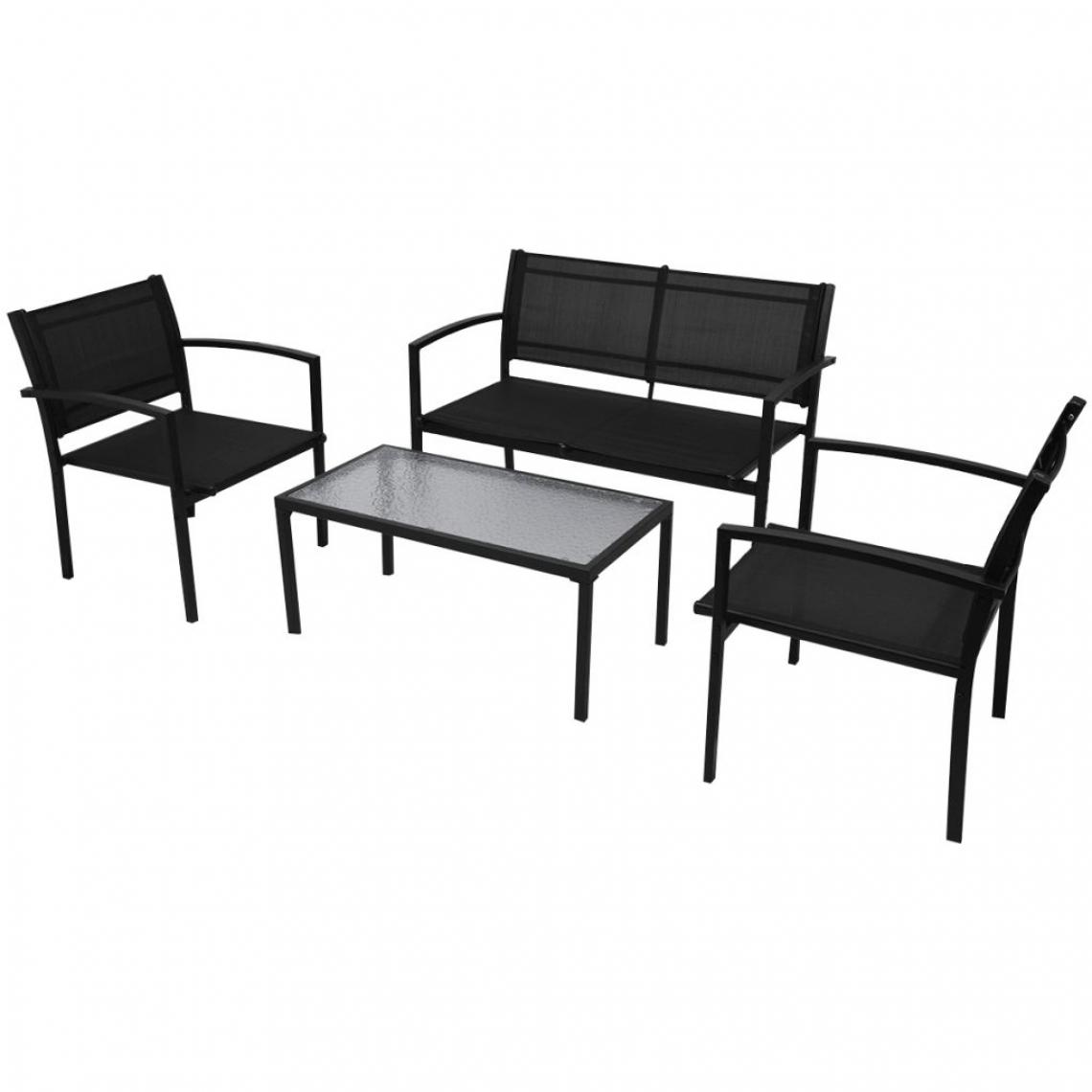 Vidaxl - Jeu de meuble de jardin 4 pcs Noir Textilène - Noir - Ensembles canapés et fauteuils