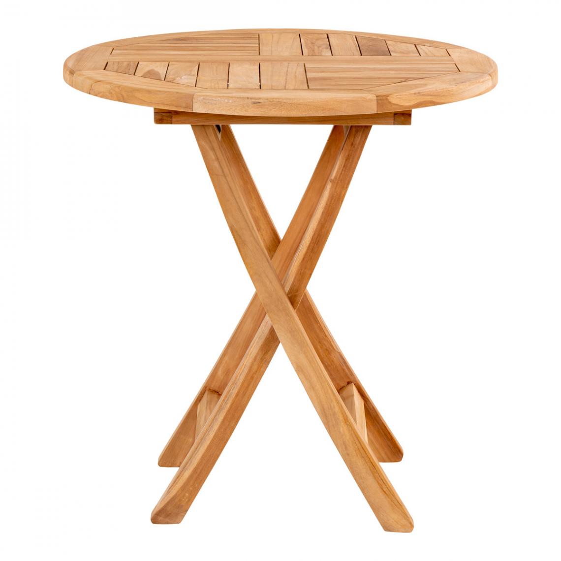 Visiodirect - Table de jardin coloris naturel en bois de teck - diamètre 70 x hauteur 75 cm - Tables de jardin