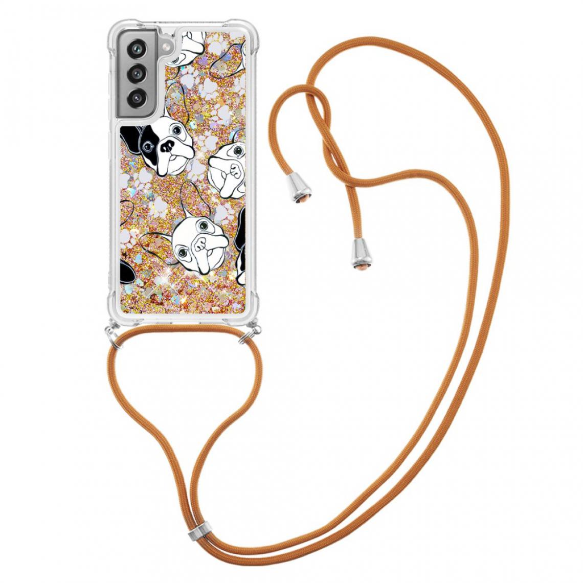Other - Coque en TPU Impression de motifs de paillettes brillantes Quicksand avec sangle chien pour votre Samsung Galaxy S21 FE - Coque, étui smartphone