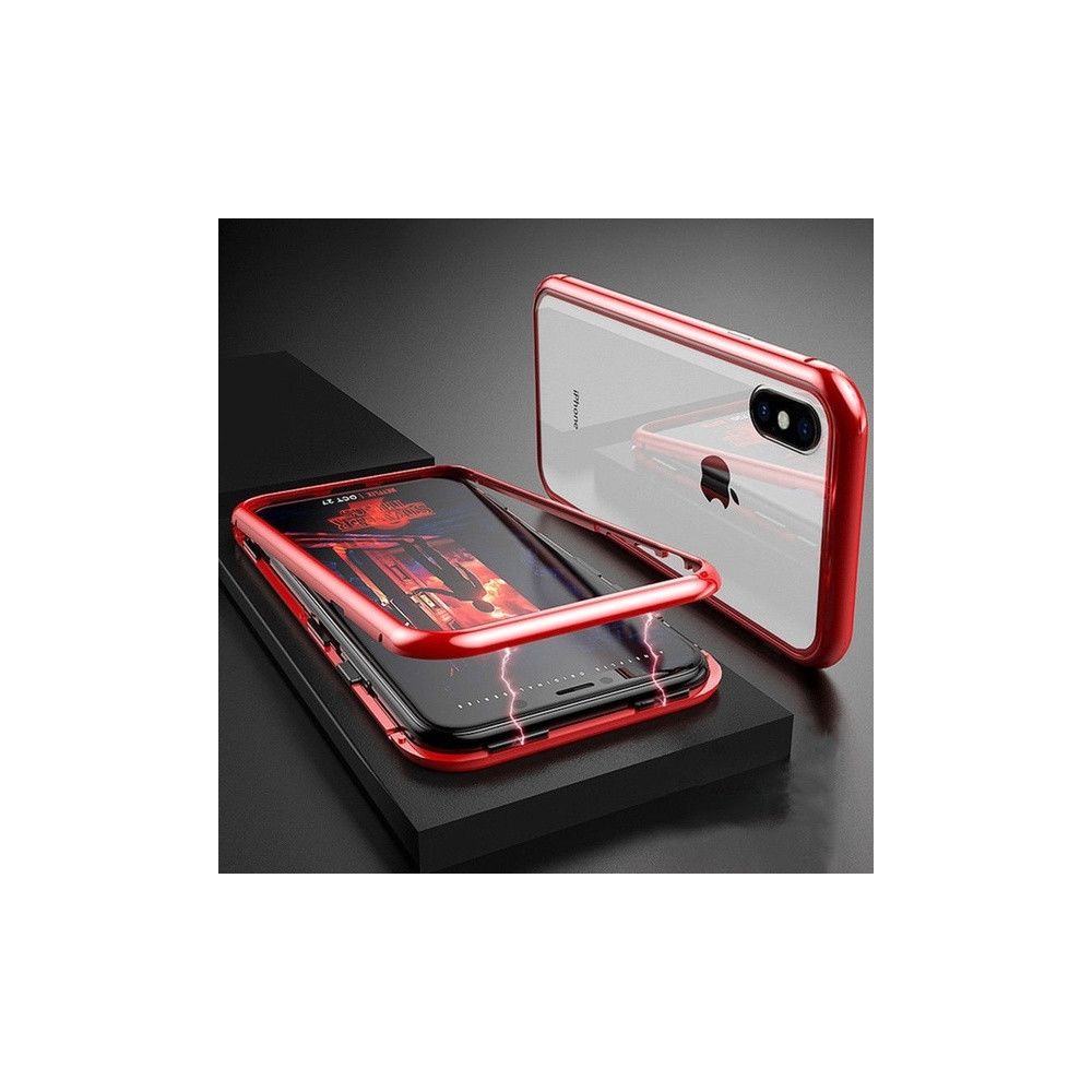 Shot - Coque Verre Trempe IPHONE X Max APPLE Magnetique Transparente Protection Integrale (ROUGE) - Coque, étui smartphone