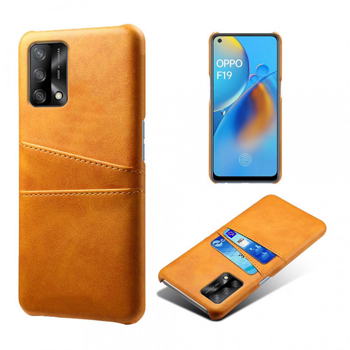 Other - Coque en TPU + PU avec double porte-cartes orange pour votre Oppo A74 4G/F19 - Coque, étui smartphone