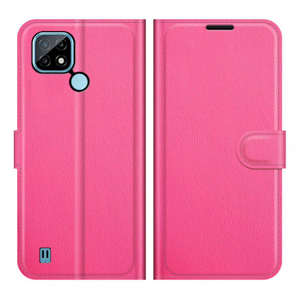 Other - Etui en PU Design Litchi Texture Flip avec support rose pour votre Realme C21 - Coque, étui smartphone