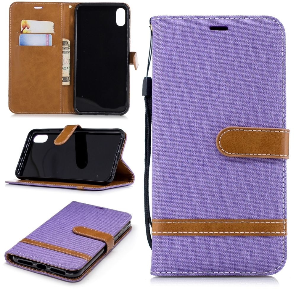 Wewoo - Housse Coque Étui en cuir de couleur denim de assortie pour Huawei Mate 9avec support et fentes cartes et portefeuille et lanière violet - Coque, étui smartphone