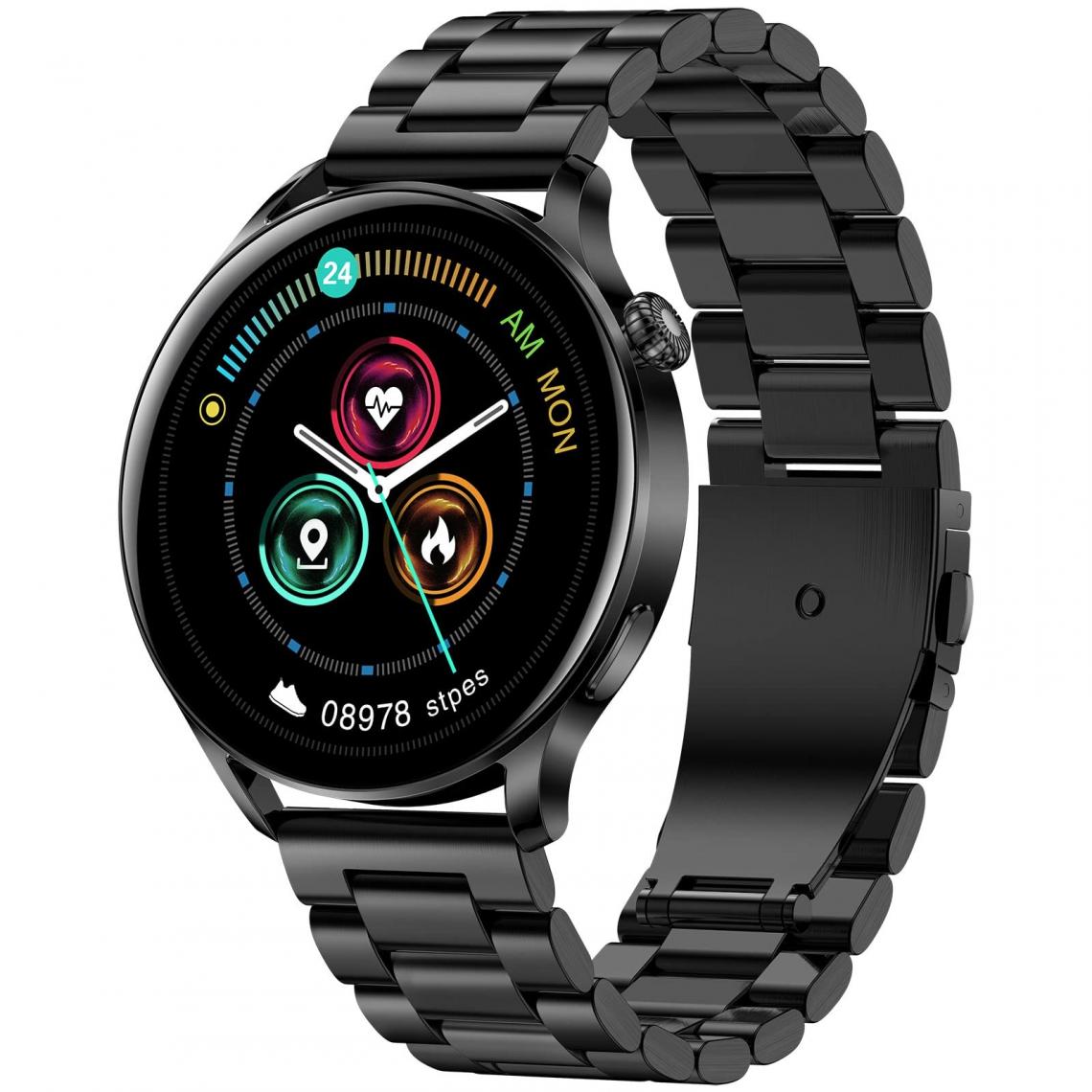 Chronotech Montres - Chronus Smart Watch for Men Women Make And Receive Bluetooth Calls Activity Fitness Tracker Music Player Business Smartwatch Pedometer Calories IP67 Waterproof for Android Ios Phones(black) - Montre connectée