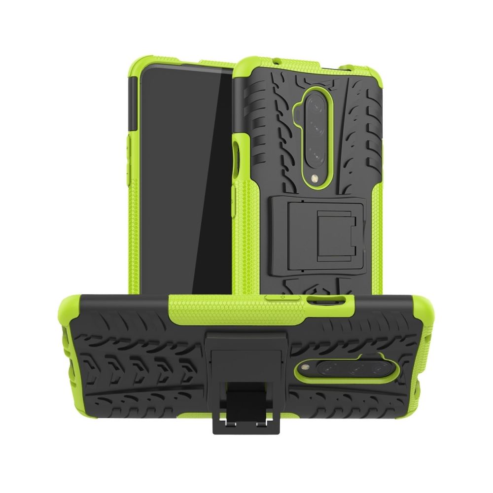 Wewoo - Coque Pour OnePlus 7T Pro Texture de pneu TPU antichoc + PC Housse de protection avec support vert - Coque, étui smartphone