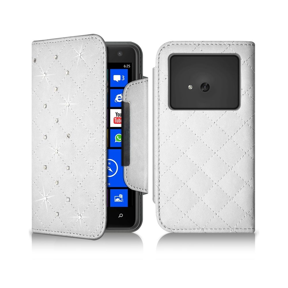 Karylax - Housse Coque Etui Portefeuille Style Diamant Universel M couleur blanc pour Nokia Lumia 625 - Autres accessoires smartphone