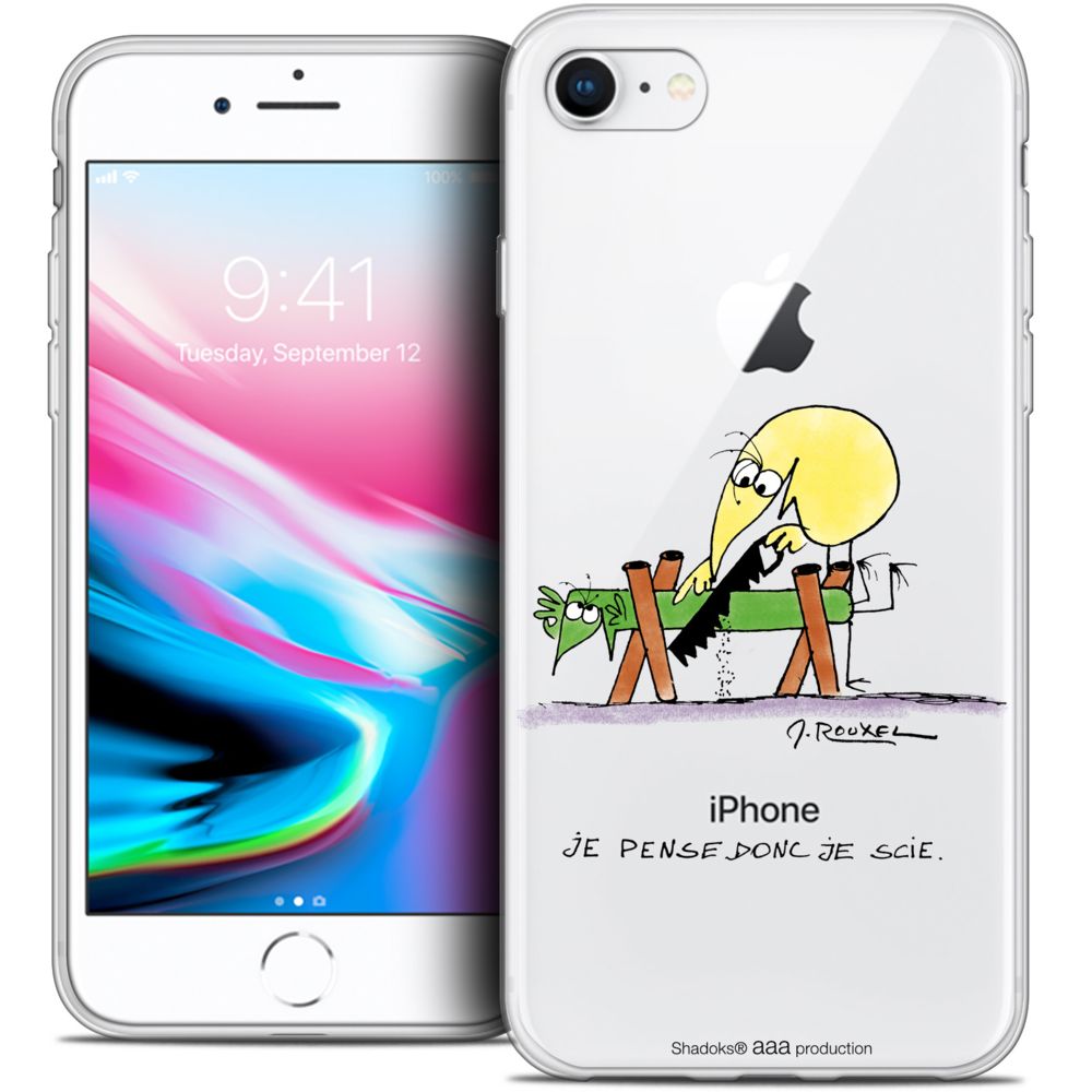 Caseink - Coque Housse Etui Apple iPhone 7 (4.7 ) [Crystal Gel HD Collection Les Shadoks ? Design Je pense Donc - Souple - Ultra Fin - Imprimé en France] - Coque, étui smartphone