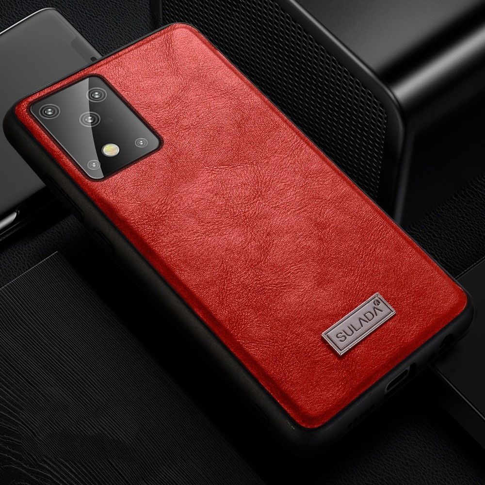 Sulada - Coque en TPU + PU rouge pour votre Samsung Galaxy S20 Plus - Coque, étui smartphone