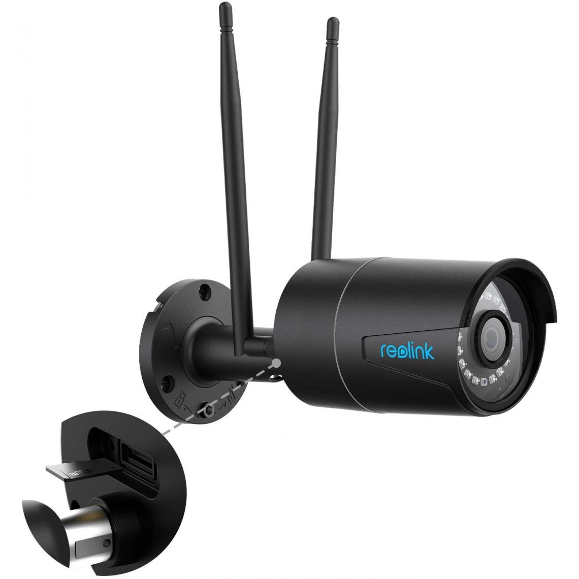 Reolink - Caméra IP Vidéosurveillance - RLC-410W Noir - Caméra Extérieure WiFi 4MP avec Étanchéité IP66, Vision Nocturne à 30m, Détection de Mouvement- RLC-410W Noir - Caméra de surveillance connectée